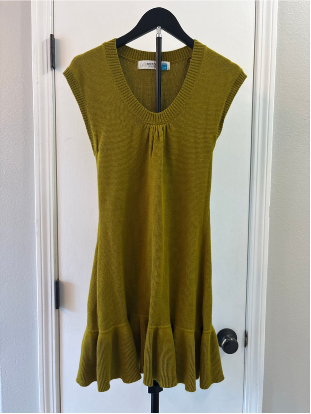 Sparrow Anthropologie Great Lengths Sweater Dress Chartreuse Green Angora XS
